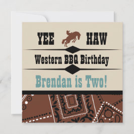 Invitación al cumpleaños occidental de Yee Haw Cow