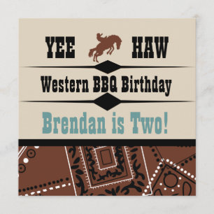 Invitación al cumpleaños occidental de Yee Haw Cow