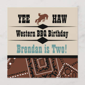 Invitación al cumpleaños occidental de Yee Haw Cow