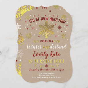 Invitación al cumpleaños Onederland de invierno ro