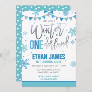 Invitación al cumpleaños Onederland en invierno Az