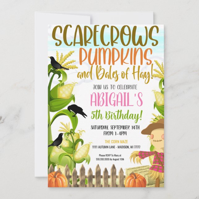 Invitación al cumpleaños otoño (Anverso)