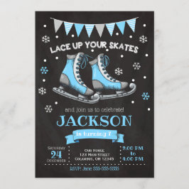 Invitación al cumpleaños para patinar sobre hielo/