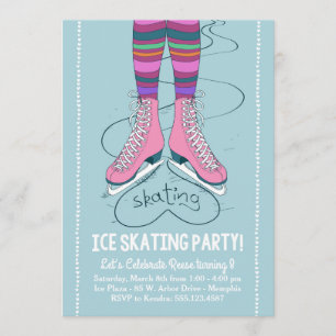 Invitación al cumpleaños para patinar sobre hielo 