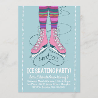 Invitación al cumpleaños para patinar sobre hielo