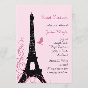 Invitación al cumpleaños parisino (rosa)
