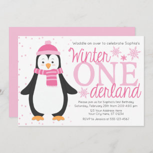 Invitación al cumpleaños penguín de ONE-derland
