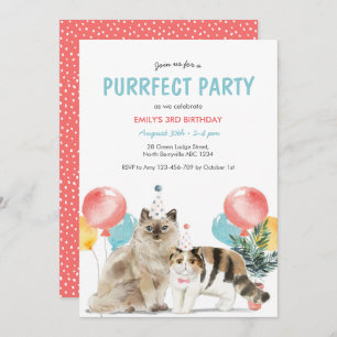 Invitación al cumpleaños perfecto para gatos