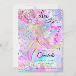 Invitación al cumpleaños púrpura de Sirena