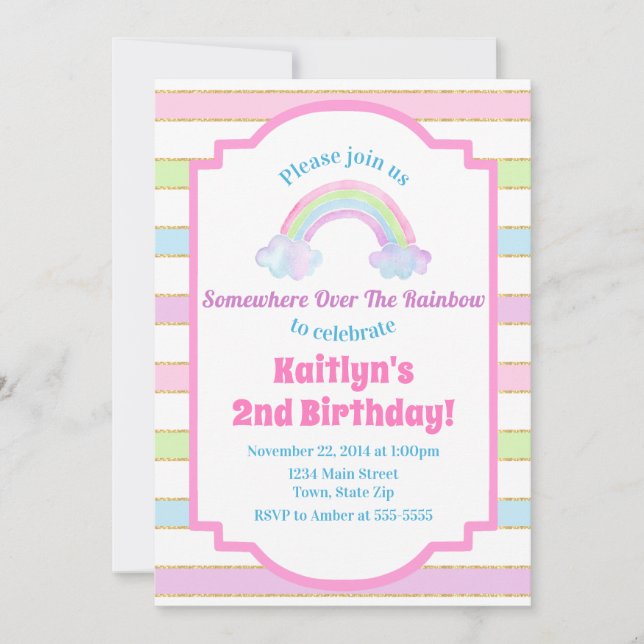 Invitación al cumpleaños Rainbow Chica (Anverso)