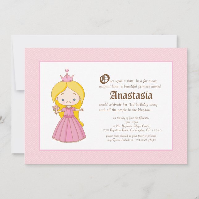Invitación al cumpleaños real de Li'l Blonde Princ (Anverso)
