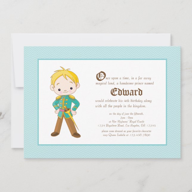 Invitación al cumpleaños real de Li'l Blonde Princ (Anverso)