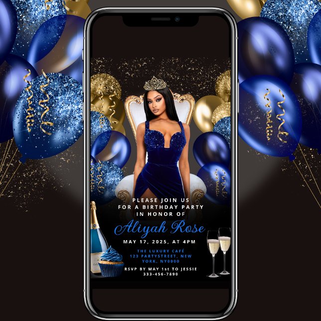 Invitación al cumpleaños real de los globos azules (Subido por el creador)