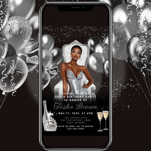 Invitación al cumpleaños real de Silver Glam Ballo