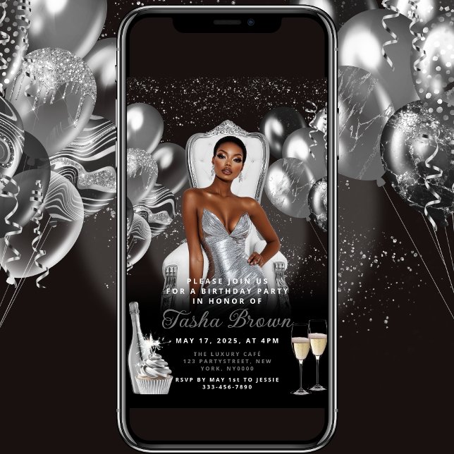 Invitación al cumpleaños real de Silver Glam Ballo (Subido por el creador)