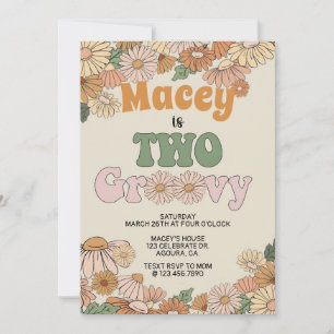  Invitación al cumpleaños retro, dos, dos Groovy