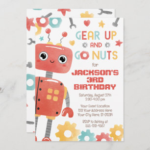 Invitación al cumpleaños Robot, Boy Robot