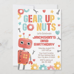 Invitación al cumpleaños Robot, Boy Robot