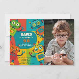 Invitación al cumpleaños Robot con foto