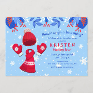 Invitación al cumpleaños rojo Winter Wonderland
