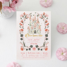 Invitación al cumpleaños rosado del castillo real