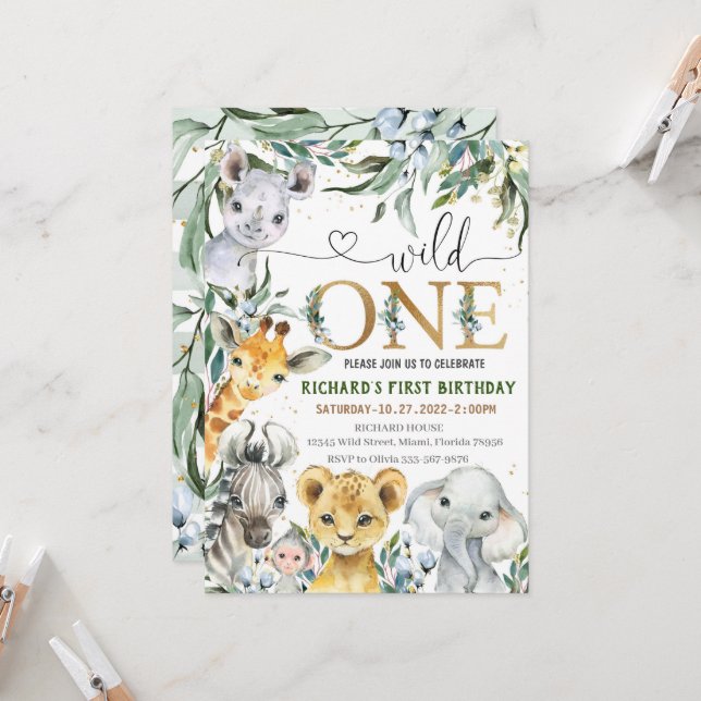 Invitación al cumpleaños Safari, Fiesta salvaje de (Anverso/Reverso In Situ)