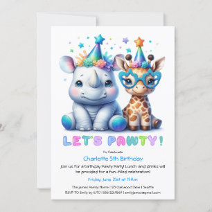 Invitación al cumpleaños Safari - Rinoceronte y ji
