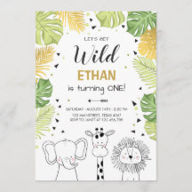 Invitación al cumpleaños Safari Zoológico animales