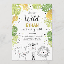Invitación al cumpleaños Safari Zoológico animales