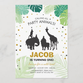 Invitación al cumpleaños Safari Zoológico animales