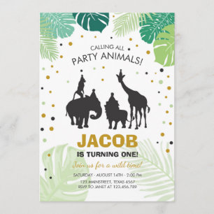 Invitación al cumpleaños Safari Zoológico animales