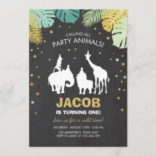 Invitación al cumpleaños Safari Zoológico animales