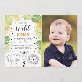 Invitación al cumpleaños Safari Zoológico animales