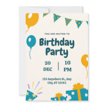 Invitación al cumpleaños simple azul