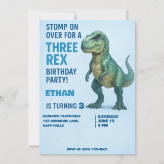 Invitación al cumpleaños T-Rex - niño de 3 años