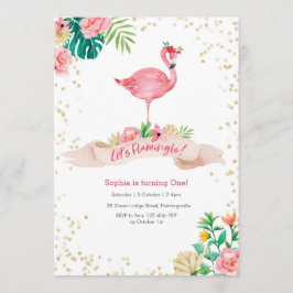 Invitación al cumpleaños tropical Flamingo