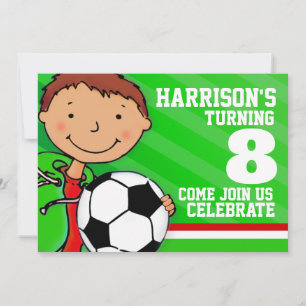 Invitación al cumpleaños verde del fútbol para los