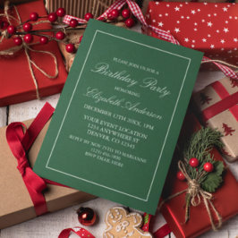 Invitación al cumpleaños verde Minimalista clásico