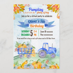 Invitación al cumpleaños virtual del tractor de ca