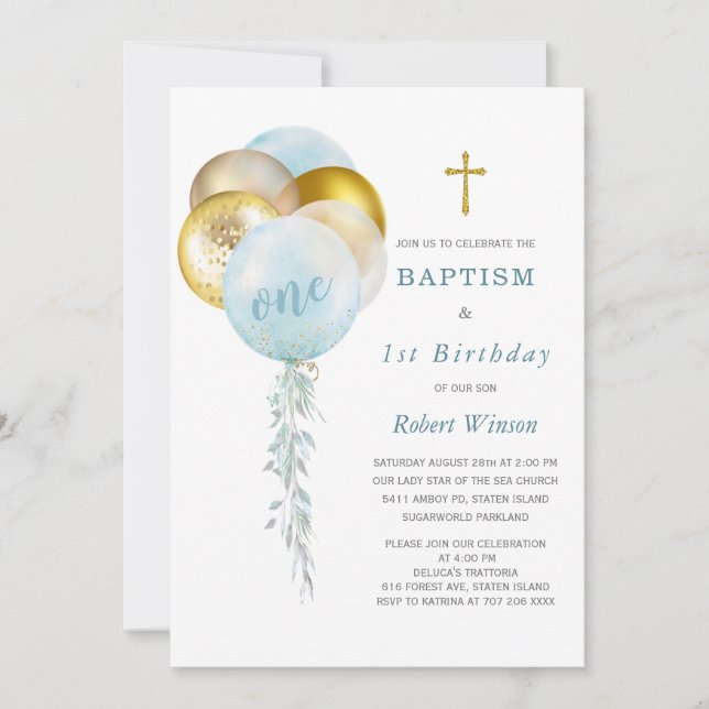 Invitación al cumpleaños y bautismo (Anverso)