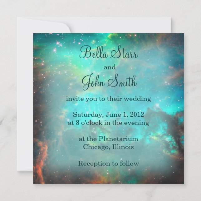 Invitación al cúmulo estelar Aqua Green (Reverso)