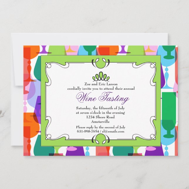 Invitación al degustación de vinos de vidrio de ve (Anverso)