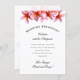 Invitación al desayuno Boda Plumeria de Hawái