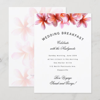 Invitación al desayuno Boda Plumeria de Hawái