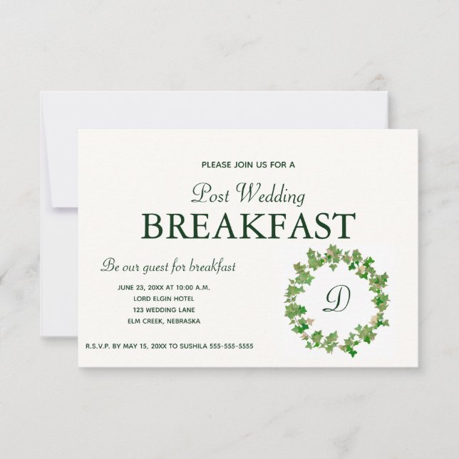 Invitación al desayuno de Green Maple Wreath (Anverso)