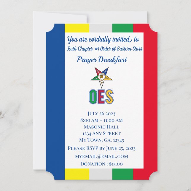 Invitación al desayuno de oración OES (Anverso)