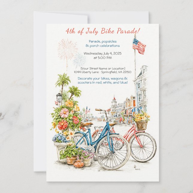 Invitación al desfile de bicicletas del 4 de julio (Anverso)