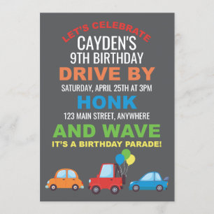 Invitación al desfile de cumpleaños en cuarentena