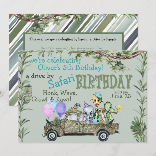 Invitación al desfile de cumpleaños feliz de Safar (Anverso / Reverso)