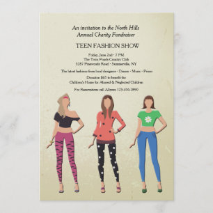 Invitación al desfile de moda de modelos adolescen